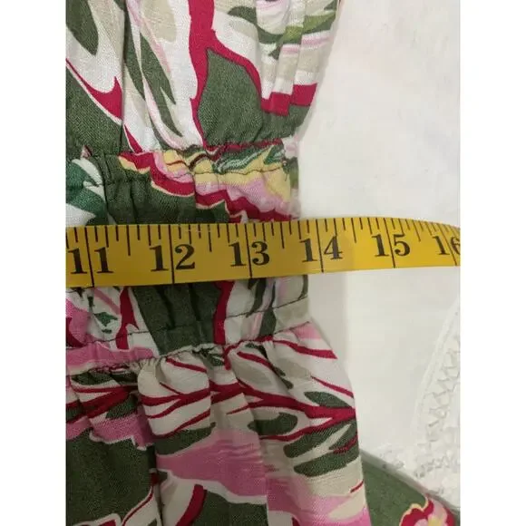 Loft beach Floral Linen dress Small Petite Short Elastic Waist Beachy Resort - Picture 5 of 8